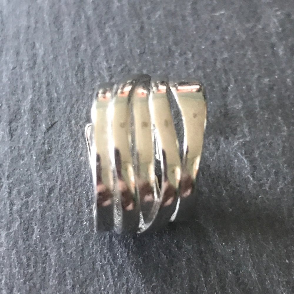 Silver adjustable wide ring - Picture 1 of 5
